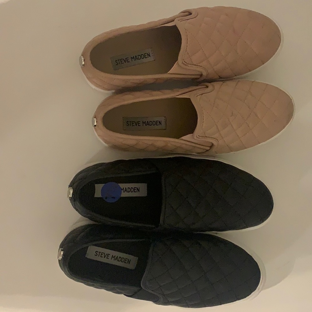 2 pairs of steve madden slip ons